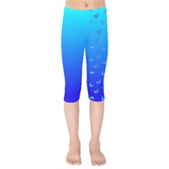 Butterflies At Blue, Two Color Tone Gradient Kids  Capri Leggings  by Casemiro