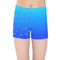 Butterflies At Blue, Two Color Tone Gradient Kids  Sports Shorts by Casemiro