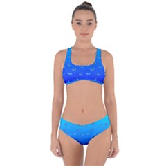 Butterflies At Blue, Two Color Tone Gradient Criss Cross Bikini Set by Casemiro