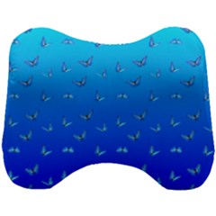 Butterflies At Blue, Two Color Tone Gradient Head Support Cushion by Casemiro