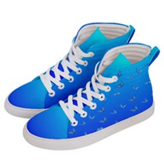 Butterflies At Blue, Two Color Tone Gradient Women s Hi-top Skate Sneakers by Casemiro