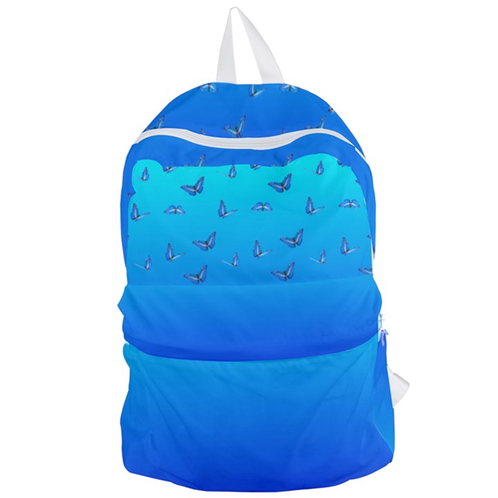 Butterflies at blue, two color tone gradient Foldable Lightweight Backpack