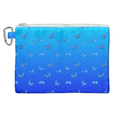 Butterflies At Blue, Two Color Tone Gradient Canvas Cosmetic Bag (xl) by Casemiro