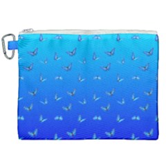 Butterflies At Blue, Two Color Tone Gradient Canvas Cosmetic Bag (xxl) by Casemiro