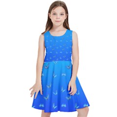 Butterflies At Blue, Two Color Tone Gradient Kids  Skater Dress by Casemiro