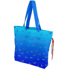 Butterflies At Blue, Two Color Tone Gradient Drawstring Tote Bag by Casemiro