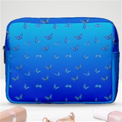 Butterflies At Blue, Two Color Tone Gradient Make Up Pouch (large) by Casemiro