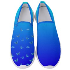 Butterflies At Blue, Two Color Tone Gradient Men s Slip On Sneakers by Casemiro