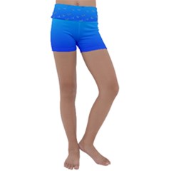 Butterflies At Blue, Two Color Tone Gradient Kids  Lightweight Velour Yoga Shorts by Casemiro