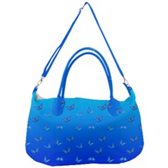 Butterflies At Blue, Two Color Tone Gradient Removal Strap Handbag by Casemiro