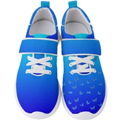 Butterflies At Blue, Two Color Tone Gradient Men s Velcro Strap Shoes by Casemiro