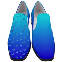 Butterflies At Blue, Two Color Tone Gradient Women Slip On Heel Loafers by Casemiro