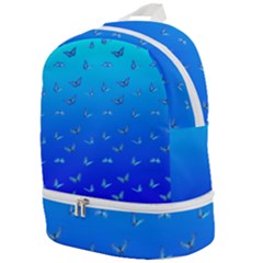 Butterflies At Blue, Two Color Tone Gradient Zip Bottom Backpack by Casemiro