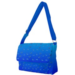 Butterflies At Blue, Two Color Tone Gradient Full Print Messenger Bag (l) by Casemiro