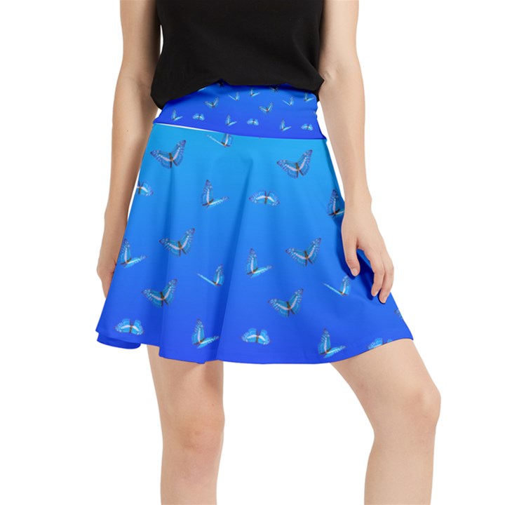 Butterflies at blue, two color tone gradient Waistband Skirt