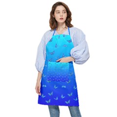 Butterflies At Blue, Two Color Tone Gradient Pocket Apron by Casemiro