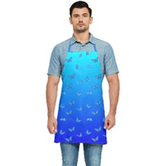 Butterflies At Blue, Two Color Tone Gradient Kitchen Apron by Casemiro