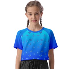 Butterflies At Blue, Two Color Tone Gradient Kids  Basic Tee by Casemiro