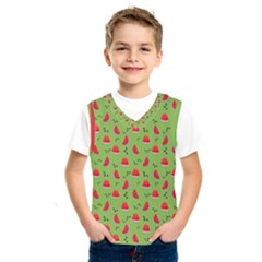 Juicy Slices Of Watermelon On A Green Background Kids  Basketball Tank Top by SychEva