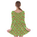 Juicy Slices Of Watermelon On A Green Background Long Sleeve Skater Dress View2