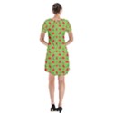 Juicy Slices Of Watermelon On A Green Background Short Sleeve V-neck Flare Dress View2