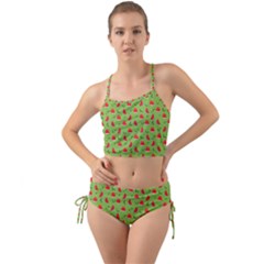 Juicy Slices Of Watermelon On A Green Background Mini Tank Bikini Set by SychEva