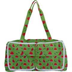 Juicy Slices Of Watermelon On A Green Background Multi Function Bag by SychEva