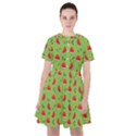 Juicy Slices Of Watermelon On A Green Background Sailor Dress View1