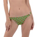 Juicy Slices Of Watermelon On A Green Background Ring Detail Bikini Bottom View1