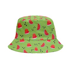 Juicy Slices Of Watermelon On A Green Background Bucket Hat by SychEva