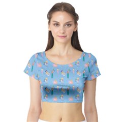 Beautiful Girls With Drinks Short Sleeve Crop Top by SychEva