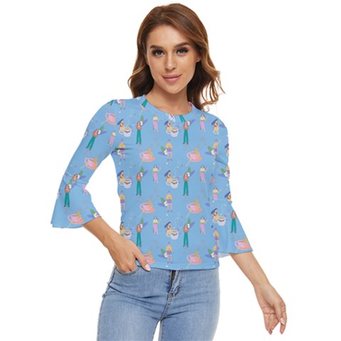 Beautiful Girls With Drinks Bell Sleeve Top by SychEva