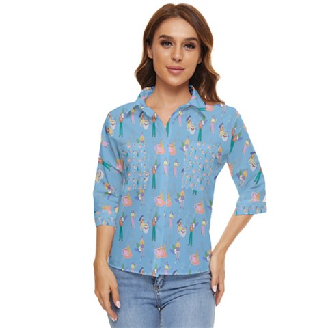 Beautiful Girls With Drinks Women s Quarter Sleeve Pocket Shirt by SychEva