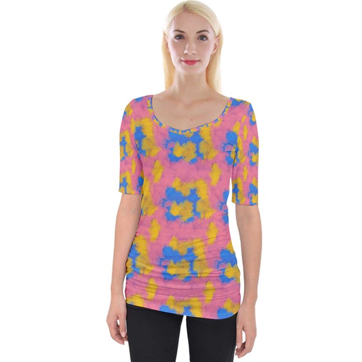 Abstract Painting Wide Neckline Tee