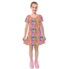 Abstract Painting Kids  Short Sleeve Velvet Dress by SychEva