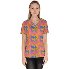 Abstract Painting Women s V-neck Scrub Top by SychEva