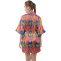 Abstract Painting Half Sleeve Satin Kimono  View2