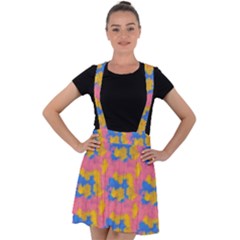 Abstract Painting Velvet Suspender Skater Skirt by SychEva