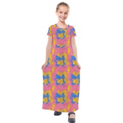 Abstract Painting Kids  Short Sleeve Maxi Dress by SychEva