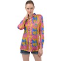 Abstract Painting Long Sleeve Satin Shirt View1