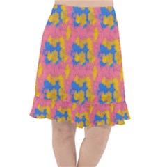 Abstract Painting Fishtail Chiffon Skirt