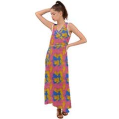 Abstract Painting V-neck Chiffon Maxi Dress by SychEva