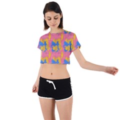 Abstract Painting Tie Back Short Sleeve Crop Tee by SychEva