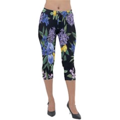 Floral Lightweight Velour Capri Leggings  by Sparkle