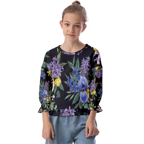 Floral Kids  Cuff Sleeve Top by Sparkle