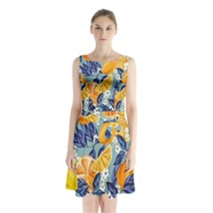 Floral Sleeveless Waist Tie Chiffon Dress by Sparkle