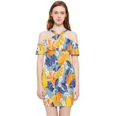 Floral Shoulder Frill Bodycon Summer Dress by Sparkle