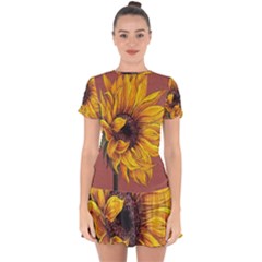 Sunflower Drop Hem Mini Chiffon Dress