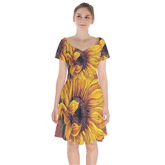 Sunflower Short Sleeve Bardot Dress