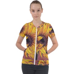 Sunflower Short Sleeve Zip Up Jacket by Sparkle